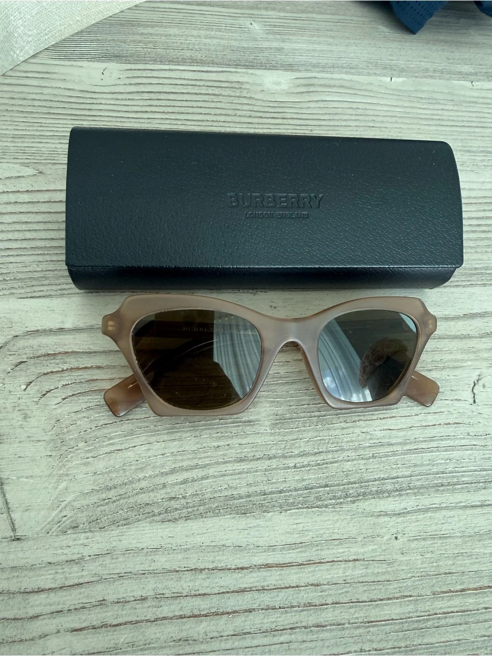 Burberry Tan Square Frame Sunglasses with Brown Lenses